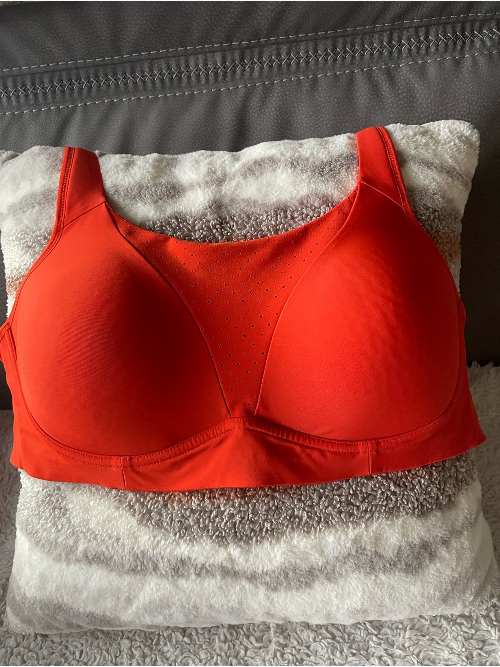 lululemon athletica Orange Wireless Sports Bra with Perforated Center